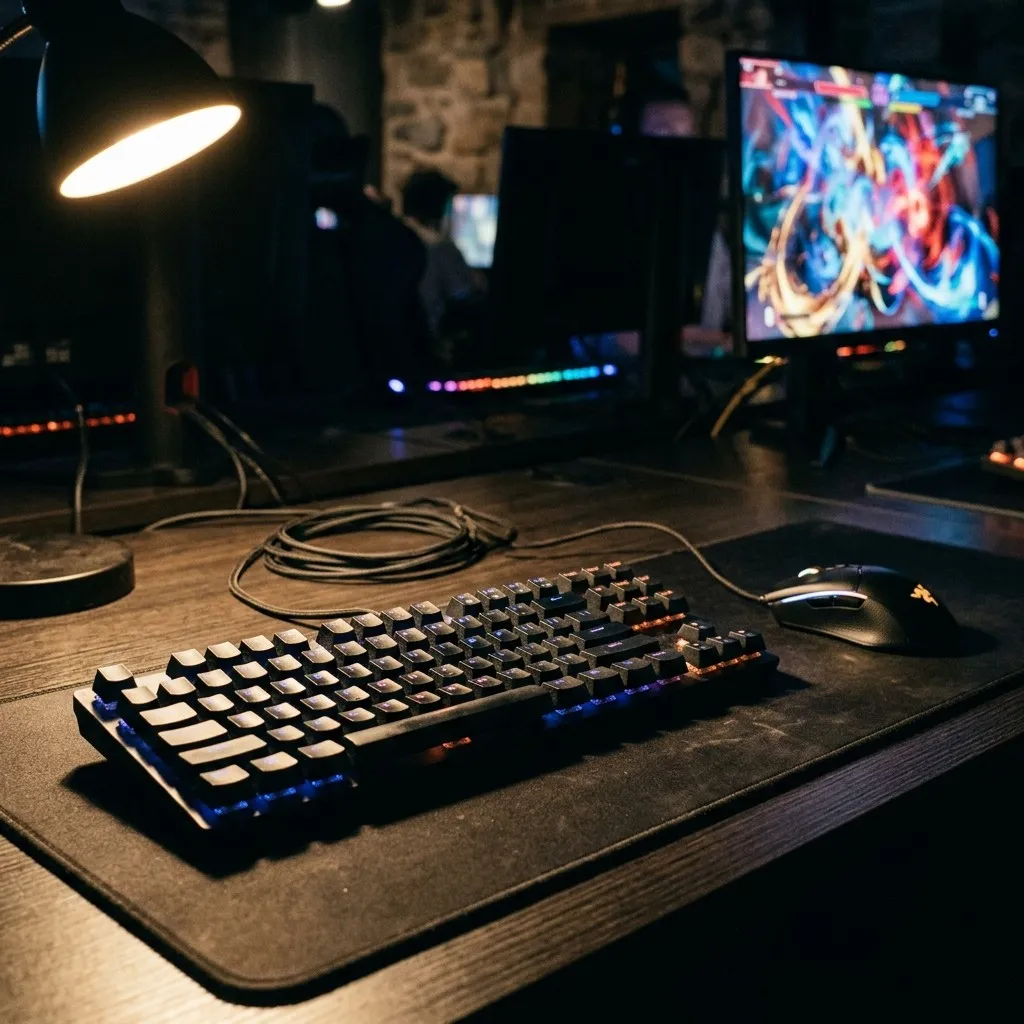 Close detail of a keyboard and monitor at a centre-bank station