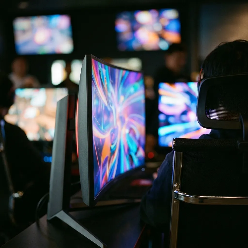Detail of a quiet corner gaming station with low light